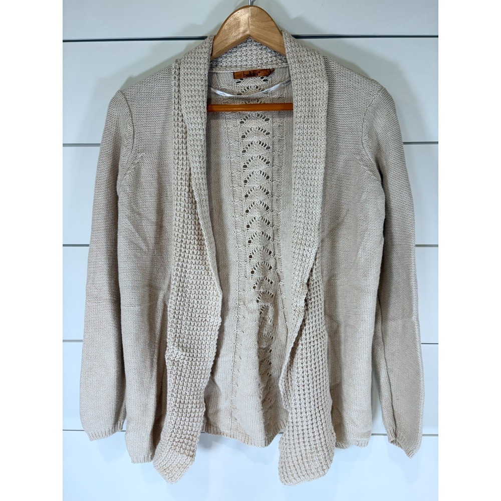 Belldini Women's Beige Knit Open Front Cardigan Sweater Size M Medium